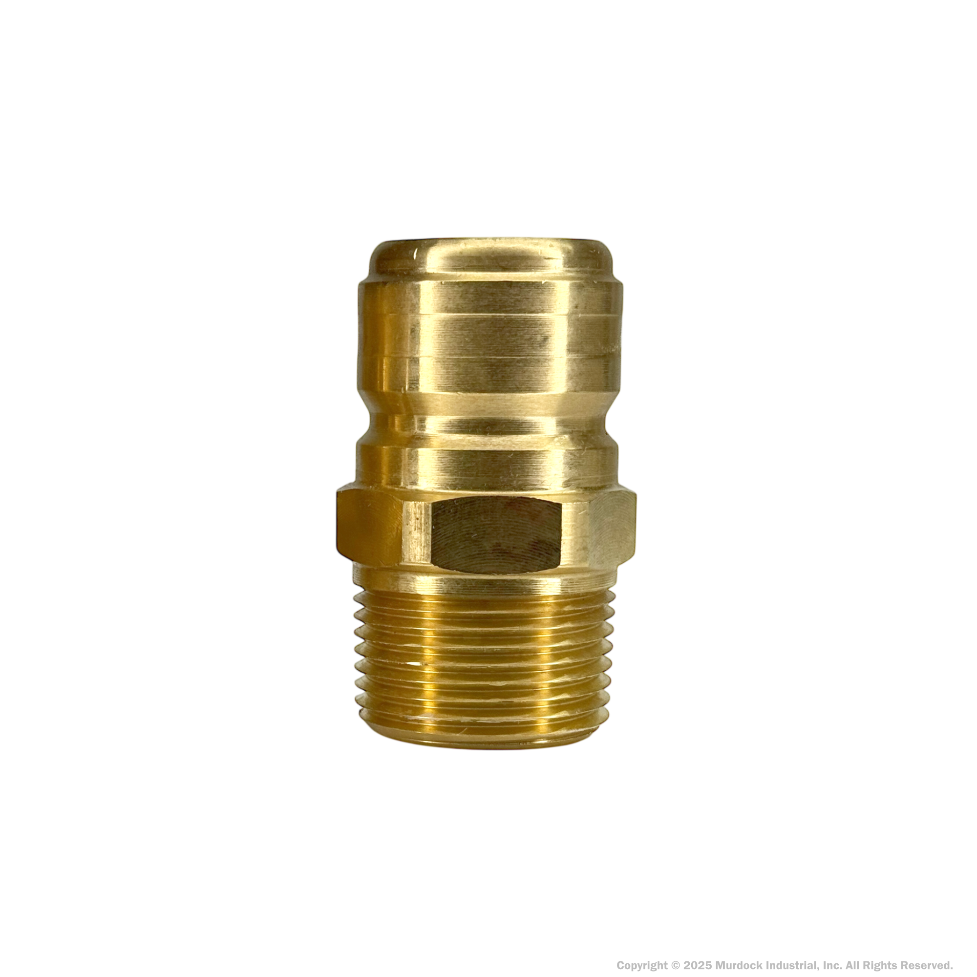 E8M8-B by Dixon Valve | Hydraulic Quick Disconnect Coupling | E-Series | 1" Male NPTF x 1" Straight-Through Interchange | Plug | Brass