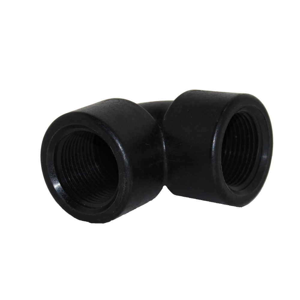 85710100 (PE100) by PT-Coupling | Pipe Adapter | 1" Female NPT x 1" Female NPT | 90° Elbow | Polypropylene