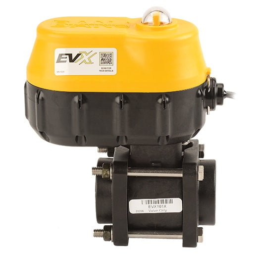 EVX151 by Banjo | EVX On/Off Bolted Electric Valve | Full Port | 1-1/2" Pipe Size | 1-1/2" Opening Thru Ball | FKM Seals | Polypropylene