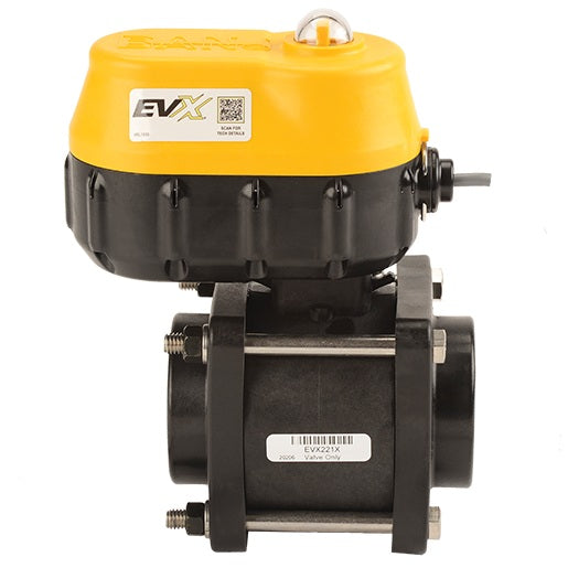 EVXR221 by Banjo | EVX Regulating Bolted Electric Valve | Full Port | 2" Pipe Size | 2" Opening Thru Ball | FKM Seals | Polypropylene