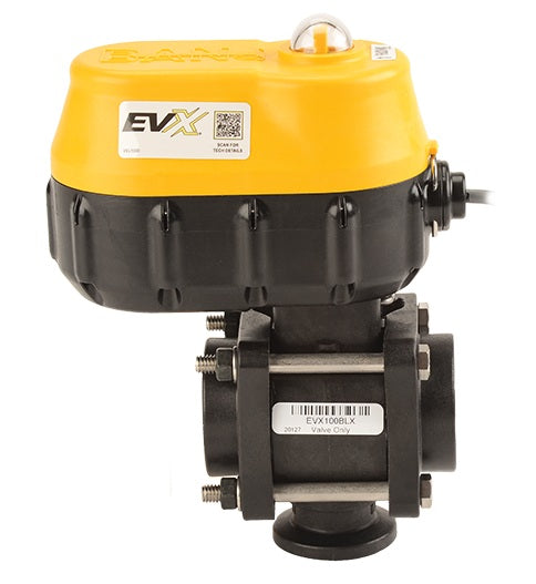 EVX075BL by Banjo | EVX Bolted Bottom Load Electric Valve | Full Port | 3/4" Pipe Size | 1" Opening Thru Ball | FKM Seals | Polypropylene