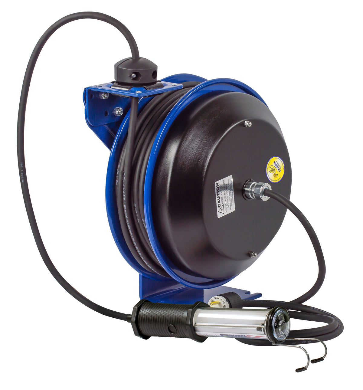 EZ-PC13-5016-H by Coxreels | EZ-PC Series | EZ-Coil Safety Spring Driven Power Cord Reel with Industrial Duty LED Light | 16/3 SJTO Cord, 13A, 115V | Steel | 50ft Cord Included