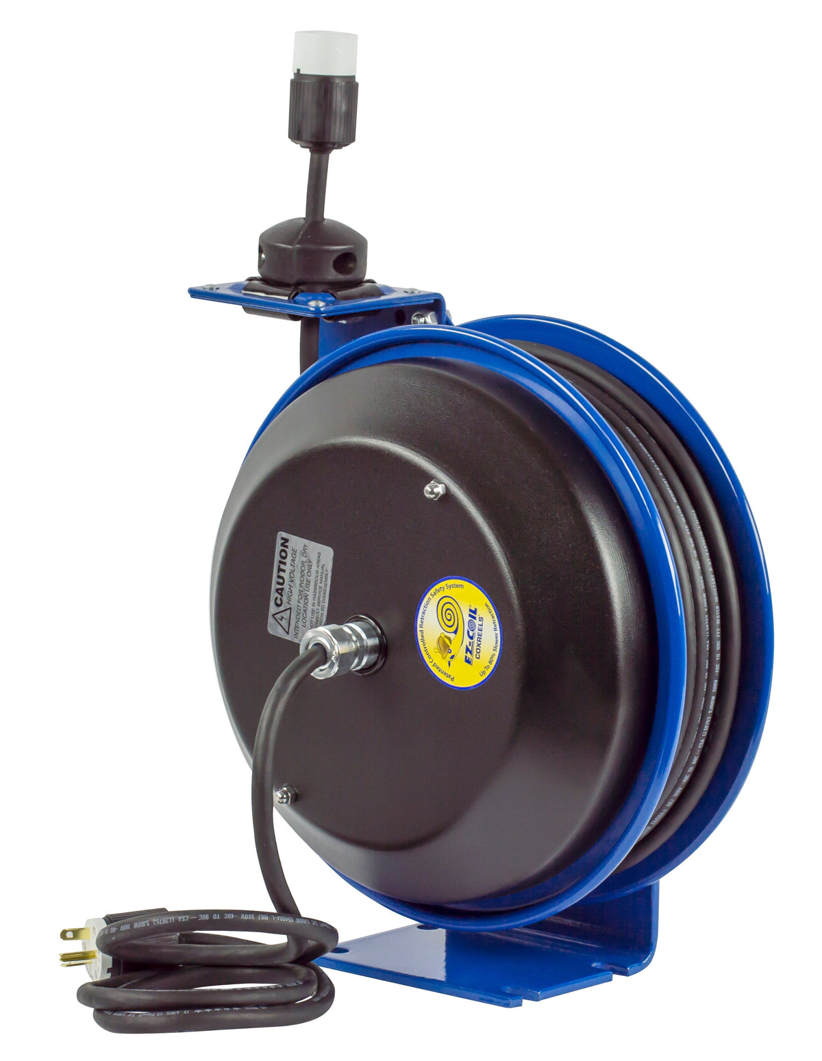 EZ-PC13-5012-A by Coxreels | EZ-PC Series | EZ-Coil Safety Spring Driven Power Cord Reel with Single Industrial Receptacle | 12/3 SJO Cord, 13A, 115V | Steel | 50ft Cord Included