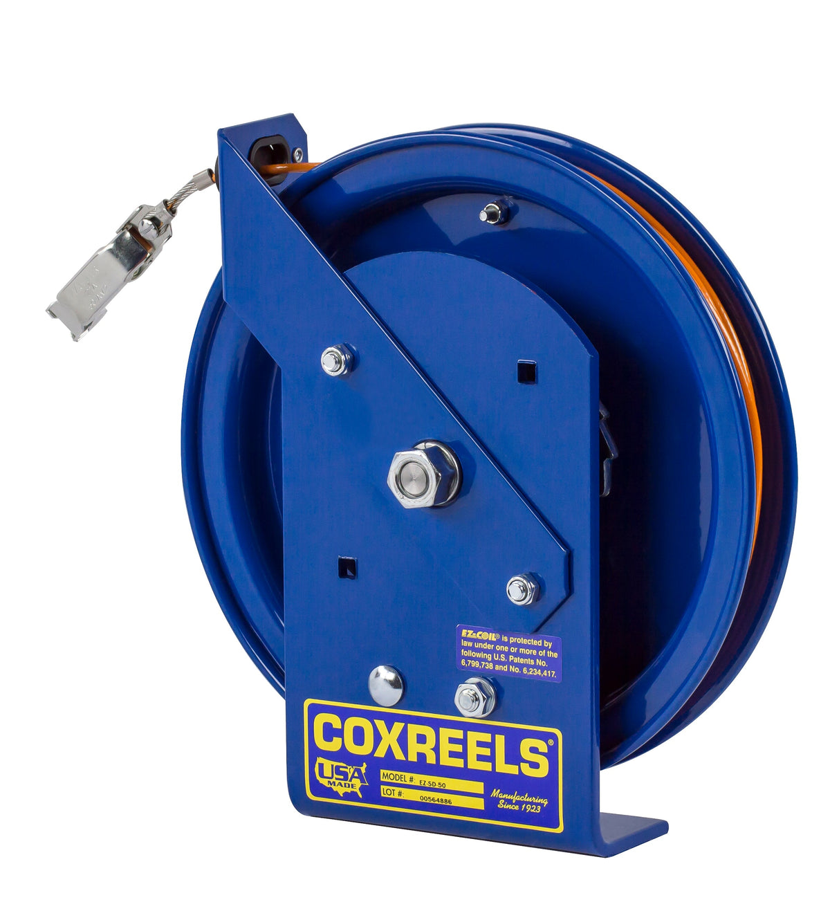 EZ-SD-75-1 by Coxreels | EZ-SD Series | EZ-Coil Safety Spring Driven Static Discharge Cable Reel | 5/32" Cable | Steel | 75ft Cable Included