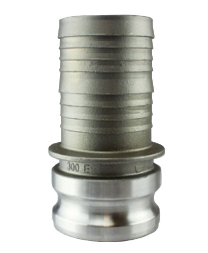 E400S by Jason Industrial | Part E | Cam & Groove Fitting | 4" Male Adapter x 4" Hose Barb | 304 Stainless Steel