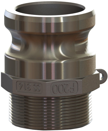 F-SS-125 by Campbell Fittings | Standard Cobra Cam & Groove Coupling | Type F | 1-1/4" Adapter x 1-1/4" Male NPT Thread | 304 Stainless Steel