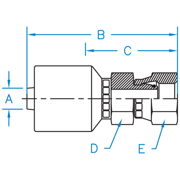 F-DH08-16-24-K2 by Kurt Hydraulic | K2 Series | 1/2" Hose Barb x M20X1.5 Female Din Heavy 24° Seat w/ O-Ring | Carbon Steel