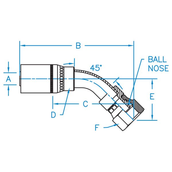 F-DINHX45-06-22 by Kurt Hydraulics | Female DIN Heavy Universal Seat | 45° Elbow | Swivel | for 3/8" Hose ID