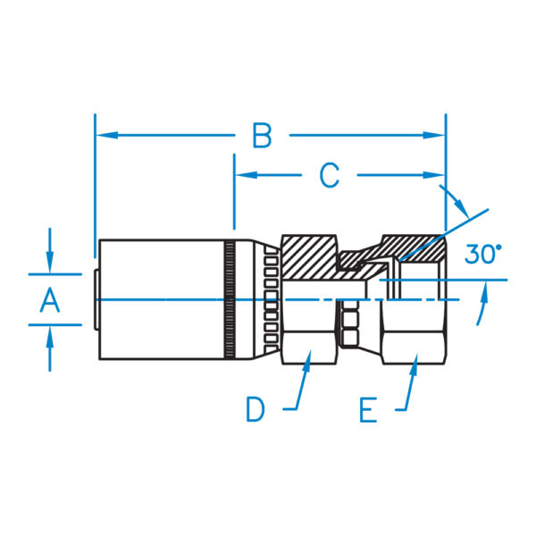 F-JISX-12-12 by Kurt Hydraulics | Female JIS 30° Seat | Swivel | for 3/4" Hose ID