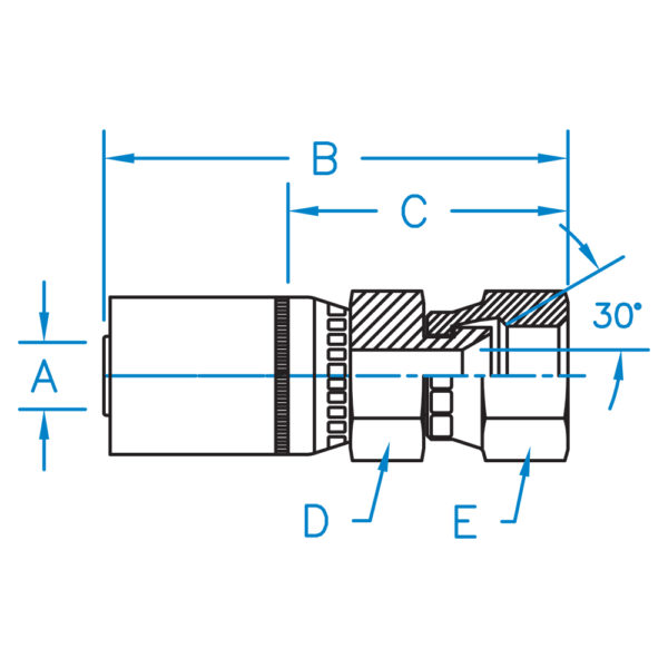 F-KOMX-10-24 by Kurt Hydraulics | Female Komatsu JIS 30° Seat | Swivel | for 5/8" Hose ID