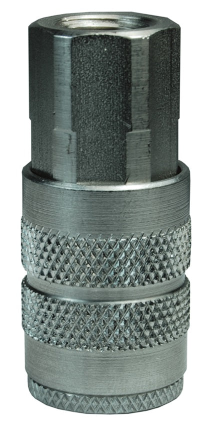 4FF4-S by Dixon Valve | Pneumatic Quick Disconnect Coupling | F-Series | 1/2" Female NPTF x 1/2" Manual Industrial Interchange | Socket | Nitrile Seal | 303 Stainless Steel