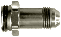 FBE2110 (FCE2110) Eaton Aeroquip® Fuel System Carburetor Adapter: -08 Holley Dual Feed 750 through Dominator 1350 Series and Quadrajet up to 1974 with 7/8-20 thread - Nickel-Plated Aluminum