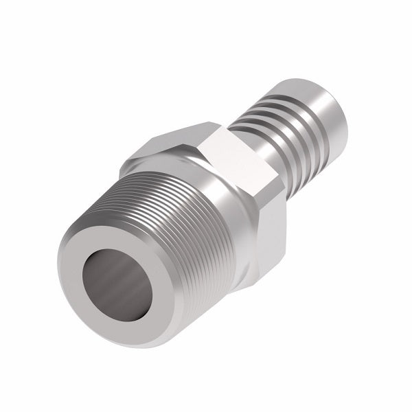 FC3680-0404-329 Aeroquip by Danfoss | Male Pipe PTFE Crimp Fitting | FC Series | Nipple Assembly | -04 Male Pipe x -04 Hose Barb | Stainless Steel
