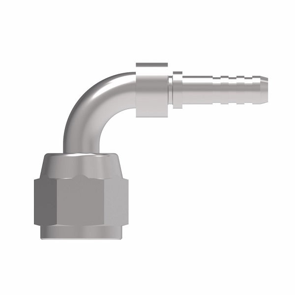 FC4098-0404S Aeroquip by Danfoss | Female SAE 45° Swivel 90° Elbow PTFE Crimp Fitting | FC Series | Nipple Assembly | -04 Female SAE 45° Swivel x -04 Hose Barb | Steel
