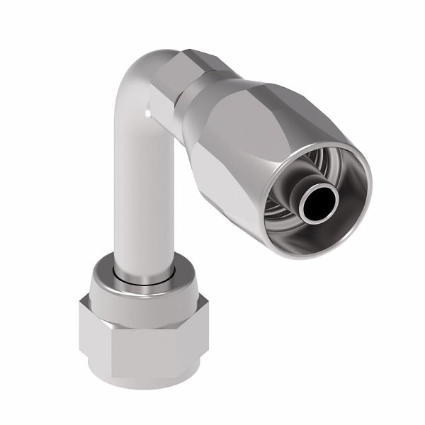 FC5142-0808S Aeroquip by Danfoss | 2 Wire Hi-Pac Female 37° JIC Swivel Long Drop 90° Elbow Reusable Hose Fitting for Braided Hydraulic Hose | FC Series | -08 Female 37° JIC Swivel -08 Reusable Hose End | Steel