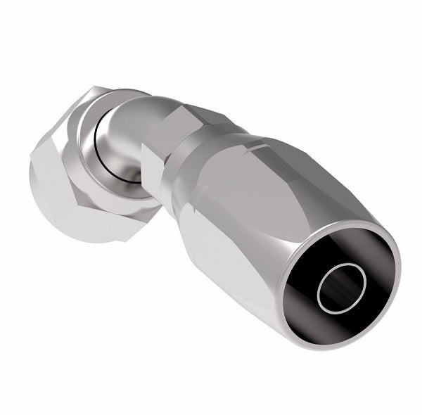 FC5144-0808S Aeroquip by Danfoss | 2 Wire Hi-Pac Female 37° JIC Swivel 45° Elbow Reusable Hose Fitting for Braided Hydraulic Hose | FC Series | -08 Female 37° JIC Swivel x -08 Reusable Hose End | Steel
