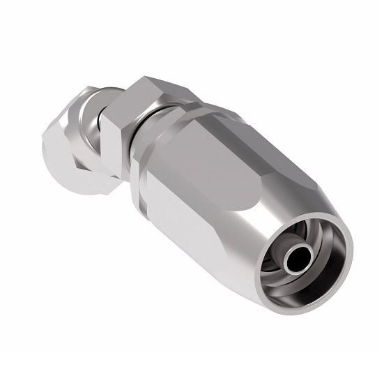FC5990-0606S Aeroquip by Danfoss | Female 37° JIC Swivel 45° Elbow 100R2 TTC Reusable Hose Fitting | FC Series | -06 Female 37° JIC Swivel x -06 Reusable Hose End | Steel