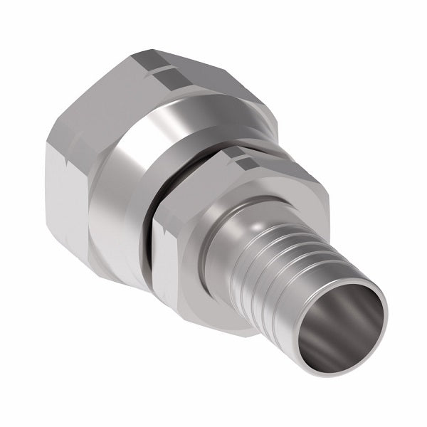 FC6216-1212S Aeroquip by Danfoss | Female SAE 45° Swivel PTFE Crimp Fitting | FC Series | Nipple Assembly | -12 Female SAE 45° Swivel x -12 Hose Barb | Steel
