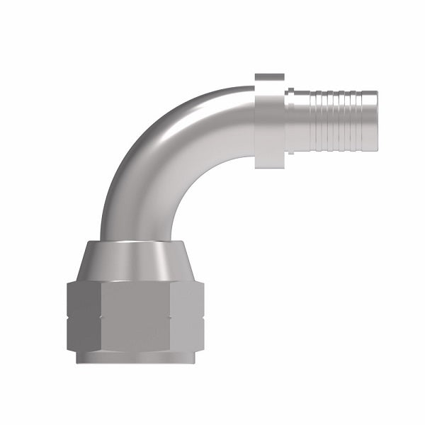 FC6217-0606S Aeroquip by Danfoss | Female SAE 45° Swivel 90° Elbow PTFE Crimp Fitting | FC Series | Nipple Assembly | -06 Female SAE 45° Swivel x -06 Hose Barb | Steel