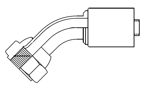 FC6220-1010S Aeroquip by Danfoss | -10 Crimp Fitting SAE 45 Degree Swivel Universal Fitting Nipple Assembly | 45° Elbow | Steel