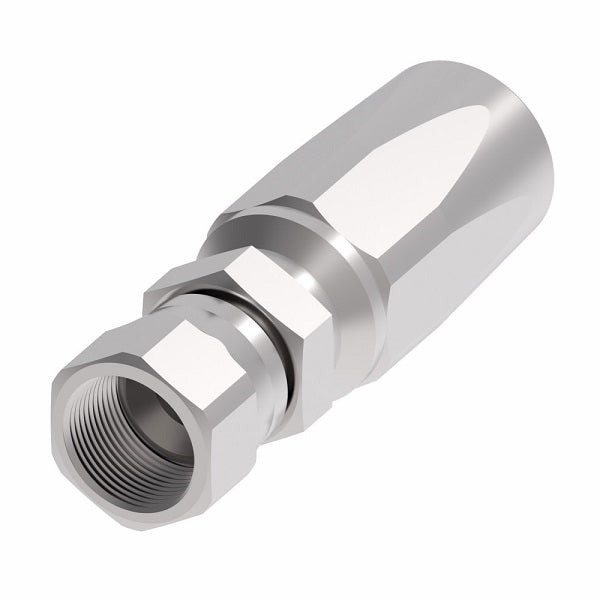 FC7988-0604S Aeroquip by Danfoss | 1 Wire TTC Female 37° JIC 100R1 Style Reusable Hose Fitting for Braided Hydraulic Hose | FC Series | -06 Female 37° JIC Swivel x -04 Reusable Hose End | Steel