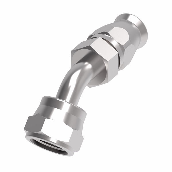 FC9341-0606S Aeroquip by Danfoss | Female SAE 45° Swivel 45° Elbow Super Gem PTFE Reusable Hose Fitting | FC Series | -06 Female SAE 45° Swivel x -06 Reusable Hose End | Steel