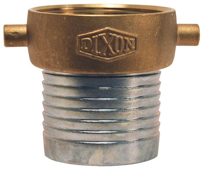 FCSB250 by Dixon Valve | King Short Shank Suction Hose Coupling | Female Fitting | 2-1/2" Female NPSM x 2-1/2" Hose ID | Plated Steel Shank | Brass Nut