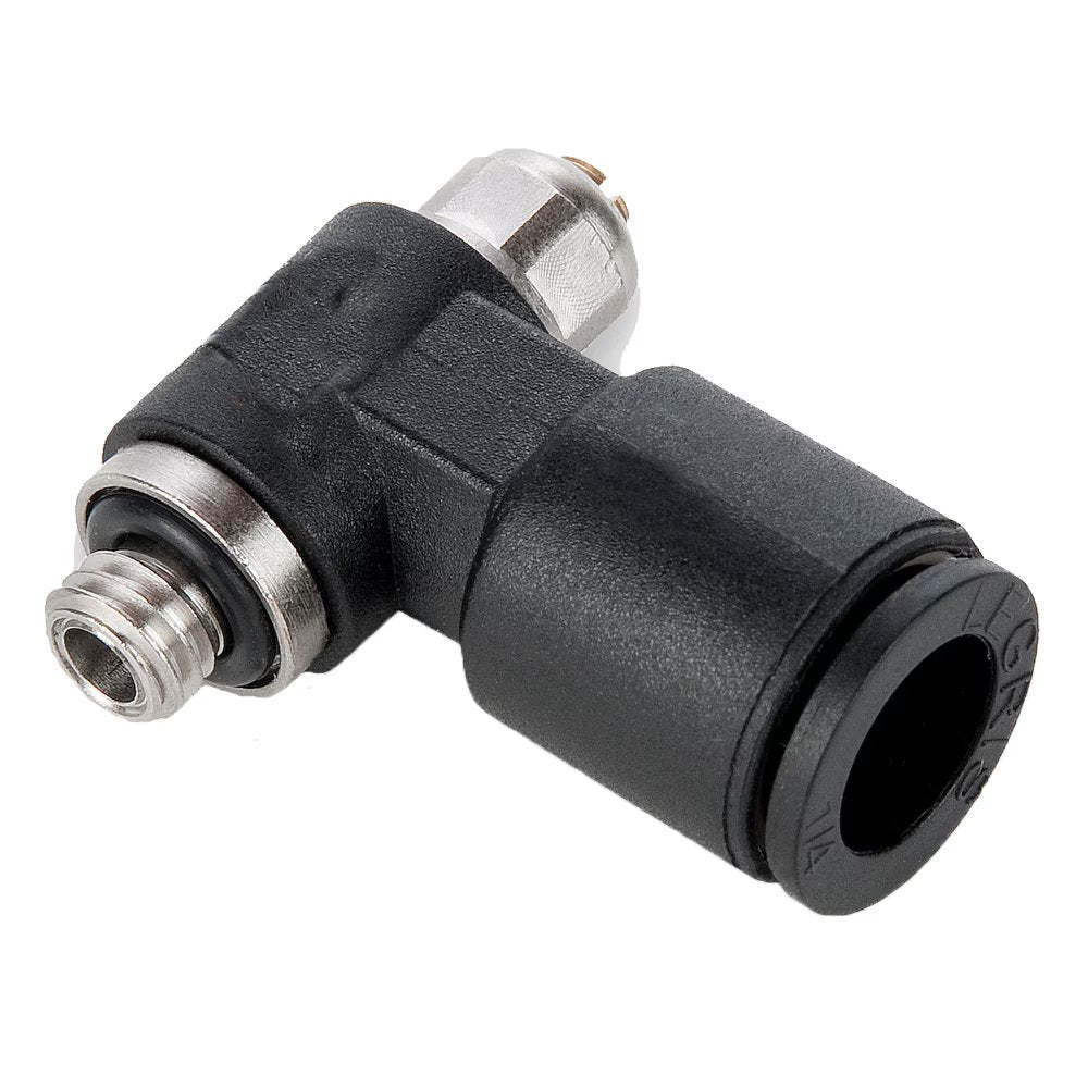 FCMK731-4M-2 by Parker | Miniature Flow Controls | 5/32" Push-to-Connect x 1/8" Male NPT Thread | 6mm Hex | 90° Elbow | Glass-Reinforced Nylon | Pack of 10