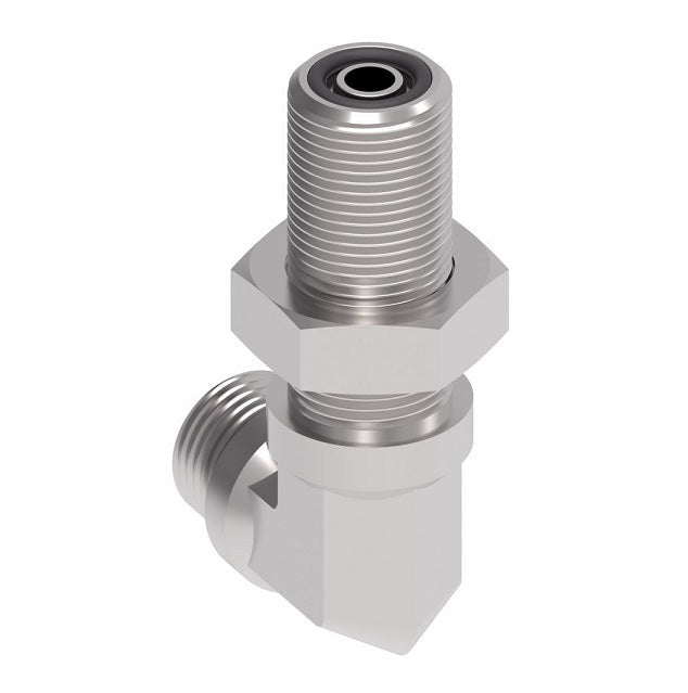 FF2030T0806S Aeroquip by Danfoss | ORS Male/ORS Male 90° Elbow Bulkhead Adapter | -08 Male O-Ring Face Seal x -06 Male O-Ring Face Seal | Steel