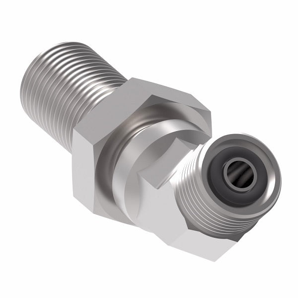 FF2144T0808S Aeroquip by Danfoss | ORS Male/ORS Male 45° Elbow Bulkhead Adapter | -08 Male O-Ring Face Seal x -08 Male O-Ring Face Seal | Steel