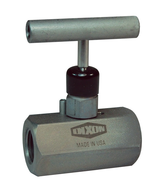 FFC404 by Dixon Valve | Mini Needle Valve | T Design Handle | 1/2" Female NPT x 1/2" Female NPT | Zinc Nickel Plated Steel