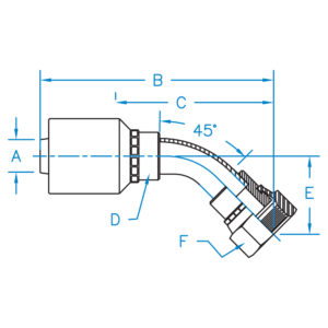 FFX45-16-16-W by Kurt Hydraulics | Female O-Ring Face Seal | 45 Degree | Swivel | for 1" Hose ID