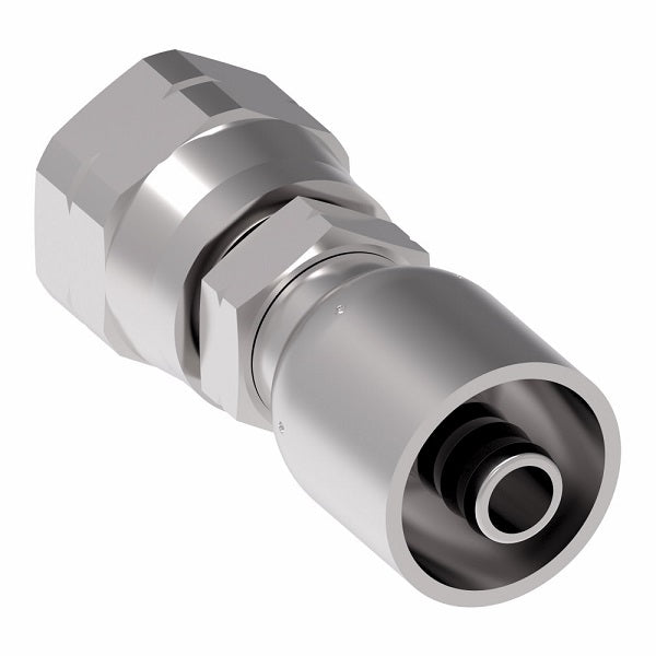 FJ3094-0405S Aeroquip by Danfoss | Female SAE 45° Swivel 100R5 Crimp Fitting | FJ Series | -04 Female SAE 45° Swivel x -05 Hose Barb | Steel