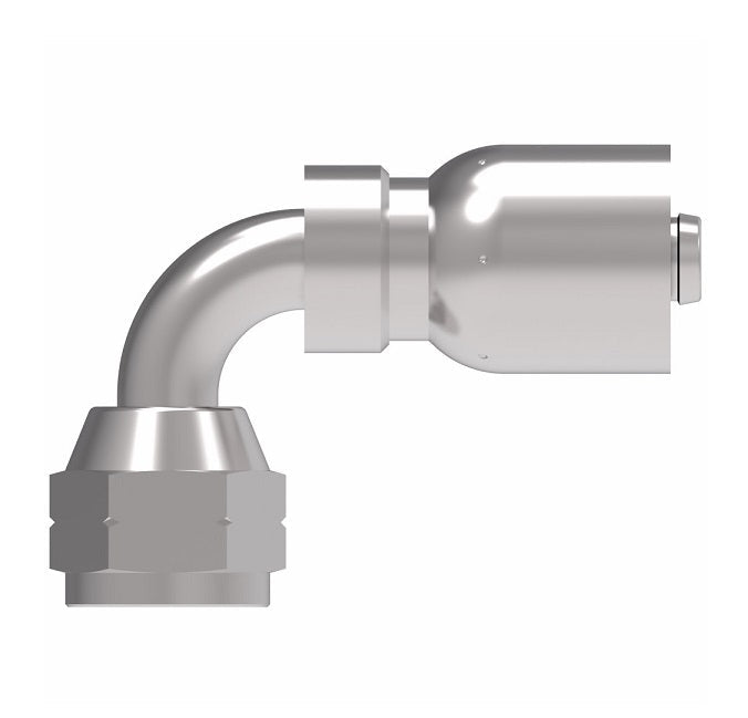 FJ3247-1212S Aeroquip by Danfoss | Female SAE 45° Swivel 90° Elbow 100R5 Crimp Fitting | FJ Series | -12 Female SAE 45° Swivel x -12 Hose Barb | Steel