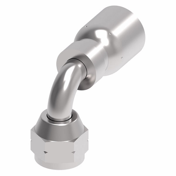 FJ3247-1212S Aeroquip by Danfoss | Female SAE 45° Swivel 90° Elbow 100R5 Crimp Fitting | FJ Series | -12 Female SAE 45° Swivel x -12 Hose Barb | Steel