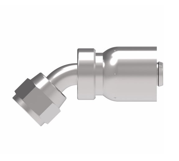 FJ3249-1616S Aeroquip by Danfoss | Female 37° JIC Swivel 45° Elbow 100R5 Crimp Fitting | FJ Series | -16 Female 37° JIC Swivel x -16 Hose Barb | Steel