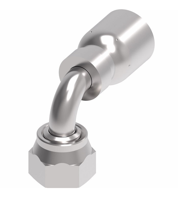FJ3255-0808S Aeroquip by Danfoss | Female ORS Swivel 90° Elbow 100R5 Crimp Fitting | FJ Series | -08 Female O-Ring Face Seal Swivel x -08 Hose Barb | Steel
