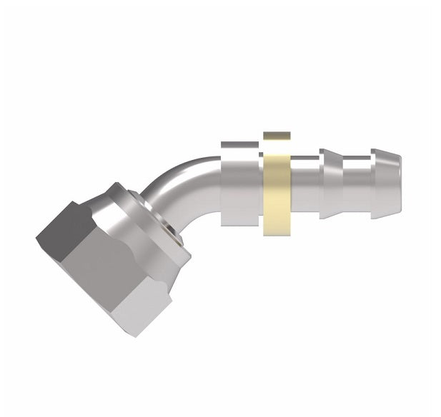 FJ7023-1212S Aeroquip by Danfoss | Female ORS Swivel 45° Elbow Socketless Reusable Hose Fitting | FJ Series | -12 Female O-Ring Face Seal Swivel x -12 Push-On Hose Barb | Steel