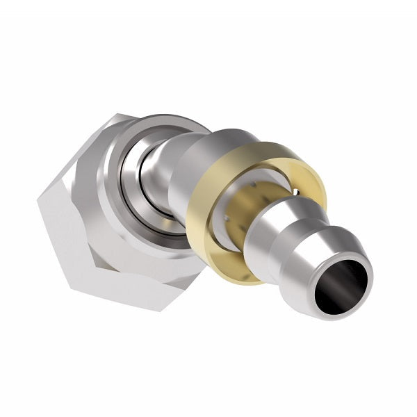 FJ7023-0404S Aeroquip by Danfoss | Female ORS Swivel 45° Elbow Socketless Reusable Hose Fitting | FJ Series | -04 Female O-Ring Face Seal Swivel x -04 Push-On Hose Barb | Steel