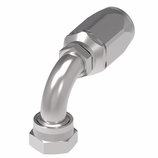 FJ7346-0808S Aeroquip by Danfoss | Female ORS Swivel Short Drop 90° Elbow 100R2 TTC Reusable Hose Fitting | FJ Series | -08 Female O-Ring Face Seal Swivel x -08 Reusable Hose End | Steel