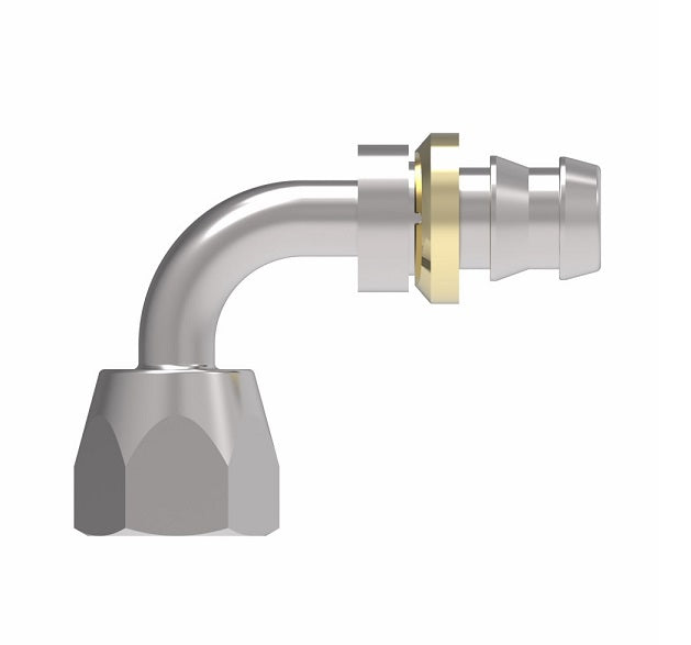 FJ7358-0808S Aeroquip by Danfoss | Female ORS Swivel 90° Elbow Socketless Reusable Hose Fitting | FJ Series | -08 Female O-Ring Face Seal Swivel x -08 Push-On Hose Barb | Steel
