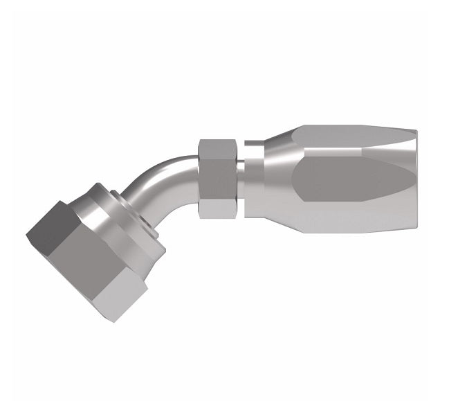 FJ9707-1616S Aeroquip by Danfoss | Female ORS Swivel 45° Elbow 100R5 Reusable Hose Fitting | -16 Female O-Ring Face Seal Swivel x -16 Reusable Hose End | Steel