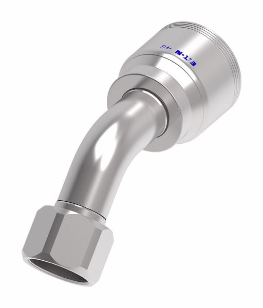 FJ9733-0606S Aeroquip by Danfoss | Female ORS Swivel 45° Elbow 100R2 Skive Style Reusable Hose Fitting | FJ Series | -06 Female O-Ring Face Seal Swivel x -06 Reusable Hose End | Steel