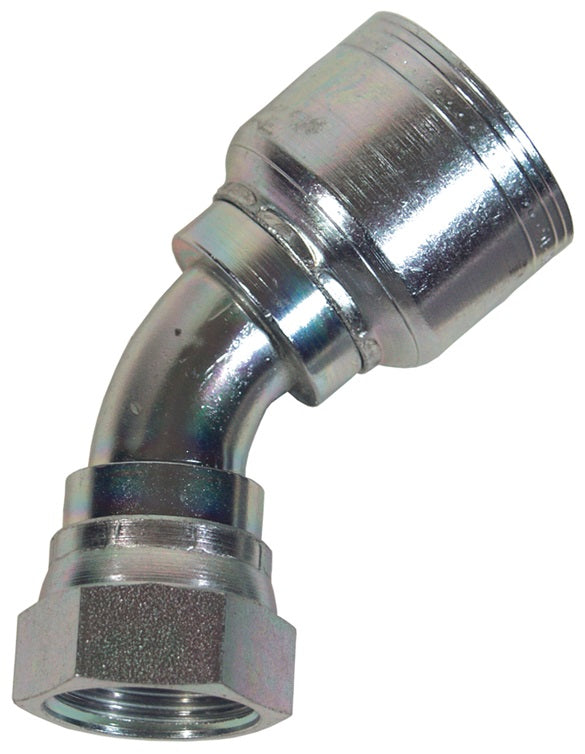FJC45-05-05 by Dixon Valve | Crimp Fitting for PTFE Hose | with Crimp Collar | 45° Elbow | 5/16" Female JIC x -05 Hose Size | Carbon Steel