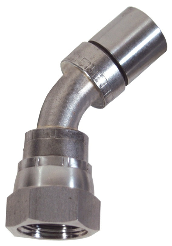FJS45-10-10 by Dixon Valve | Crimp Fitting for PTFE Hose | with Crimp Collar | 45° Elbow | 5/8" Female JIC x -10 Hose Size | 304 Stainless Steel