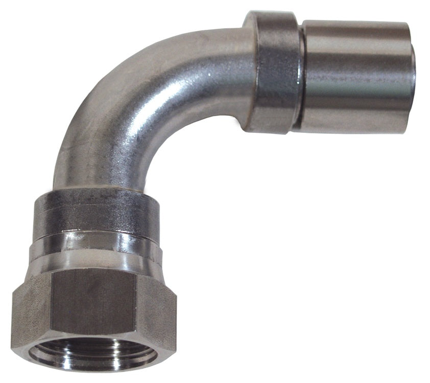 FJS90-20Z-20 by Dixon Valve | Crimp Fitting for PTFE Hose | with Crimp Collar | 90° Elbow | 1-1/4" Female JIC x -20Z Hose Size | 304 Stainless Steel