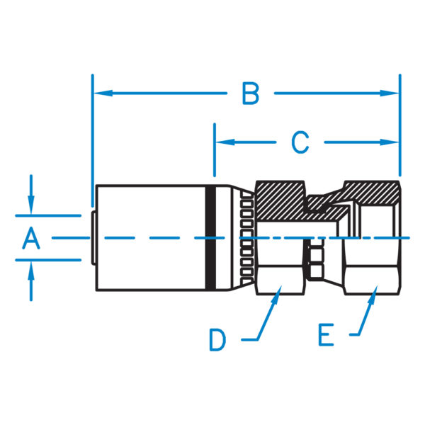 FJX-08-08-SST by Kurt Hydraulics | Female JIC | Swivel | PTFE Coupling | for 1/2" Hose ID