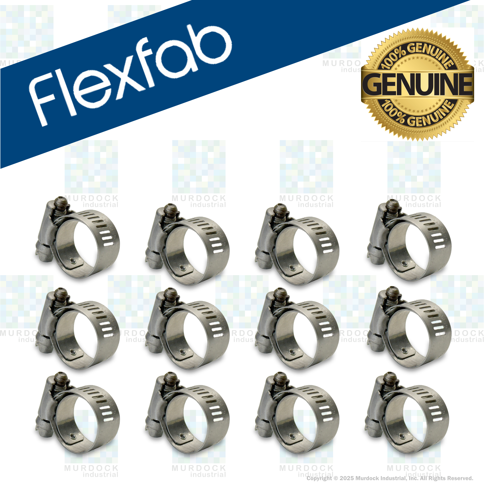 FLX2582-0006 by FlexFab | Series 2582 | Lined Worm Gear Clamps | 0.50" Min Dia | 0.88" Max Dia | 10 Per pack