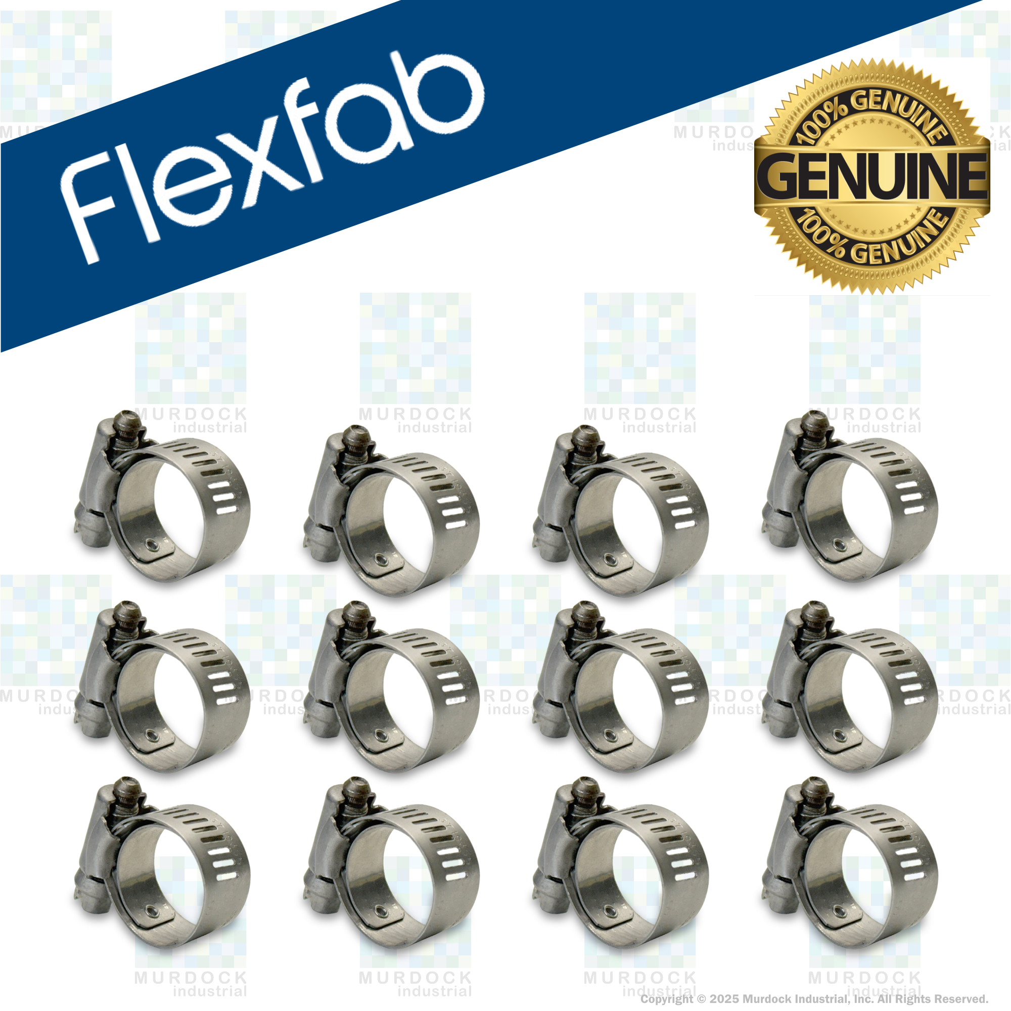 FLX2582-0008 by FlexFab | Series 2582 | Lined Worm Gear Clamps | 0.63" Min Dia | 1.00" Max Dia | 10 Per pack