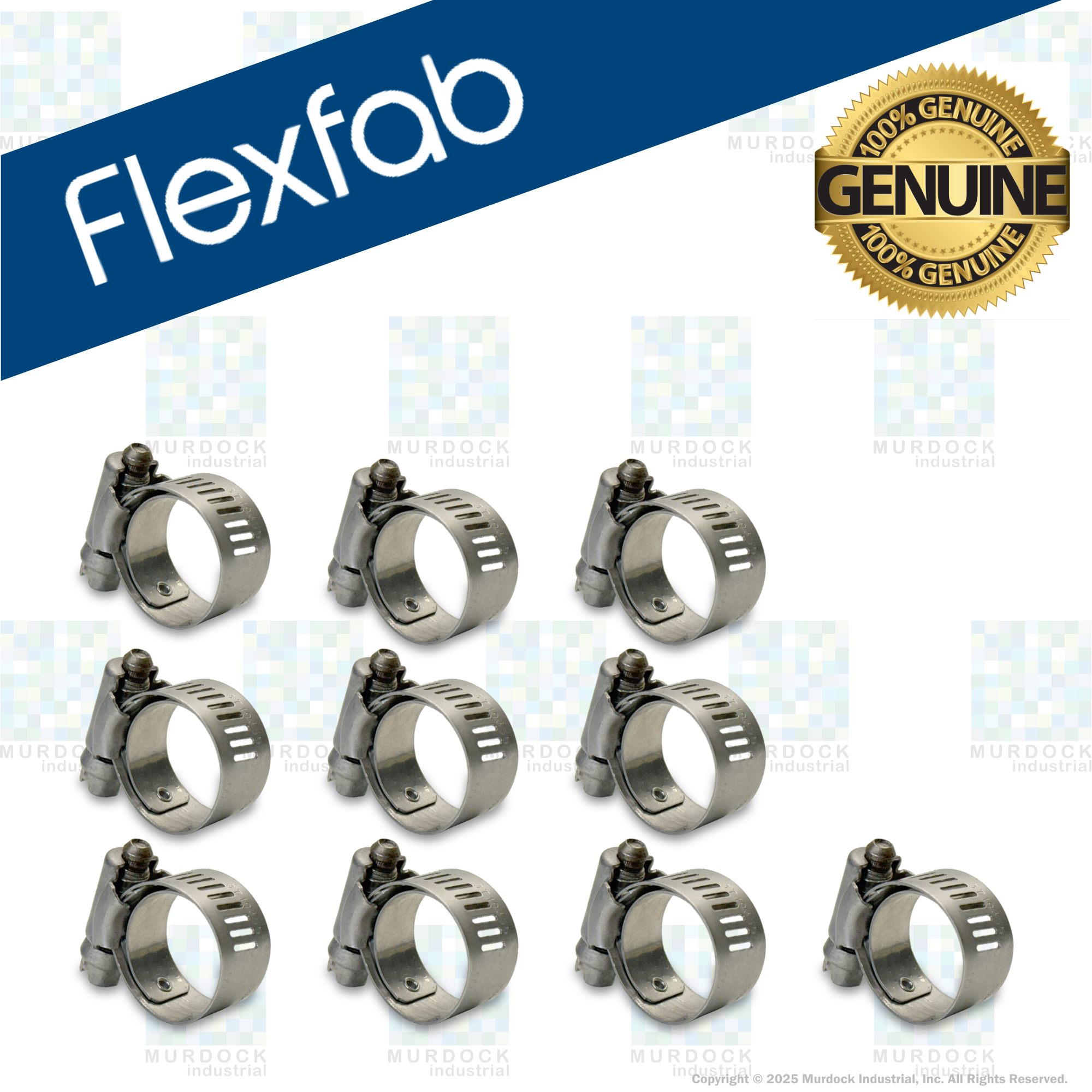 FLX2582-0016 by FlexFab | Series 2582 | Lined Worm Gear Clamps | 1.00" Min Dia | 1.50" Max Dia | 10 Per pack